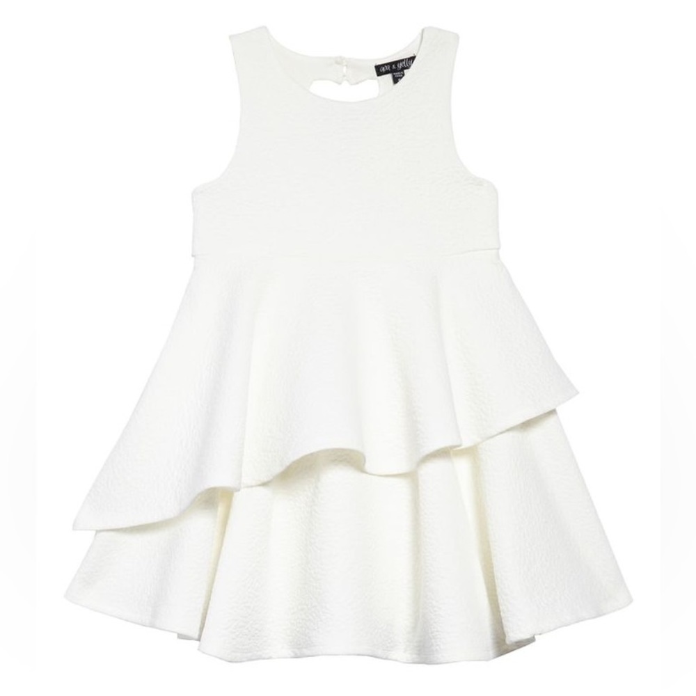 AVA & Yelly Girl’s White Ruffle Jacquard Sleeveless Formal Dress Size 5 NWT
